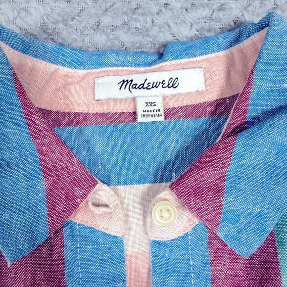 Madewell Women’s Dress Central Shirtdress in Flagstaff Stripe Linen Blend XXS - Picture 3 of 14